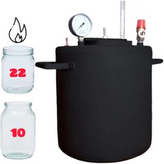Домашній автоклав гвинтовий газовий Середній-22 (22 банки 0.5л або 10 банок 1л) самопідтискний стерилізатор